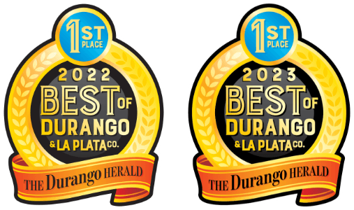1st Place 2022 Best of Durango and La Plata Co. The Durgango Herald, 1st Place 2023 Best of Durango and La Plata Co. The Durgango Herald